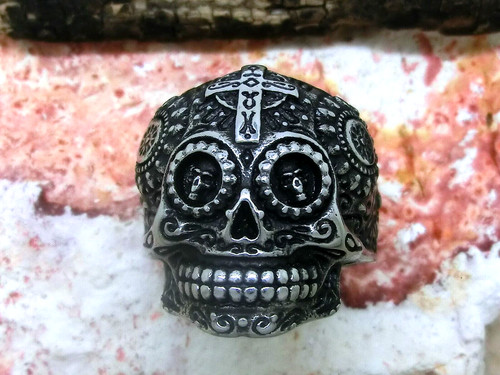 Totenkopf croce anello - anello, in