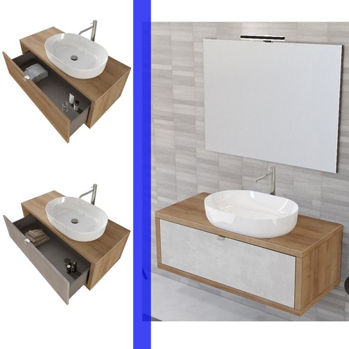 Mobile bagno sospeso legno - mobile, cm