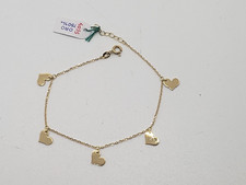 BRACCIALE DA DONNA A MAGLIA CON CIONDOLI CUORI IN ORO GIALLO 18KT 2,2 GR. (4035)
