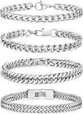 4 Pezzi Bracciale Uomo Argento