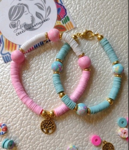 Set bracciali heishi perline - bracciali,
