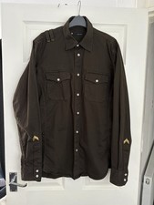 DSQUARED2 Camicia Uomo Utilità Militare Marrone Taglia 52 XL Esercito