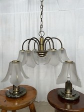 Set Lampadario Con Coppia Abat-jour vintage anni 70