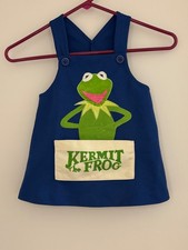 Raro pagliaccetto maglione bambino Muppets Kermit the Frog Danskin 4T 1977 vintage