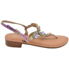 Sandalo gioiello basso donna infradito morbido dentro brillantini viola colorati