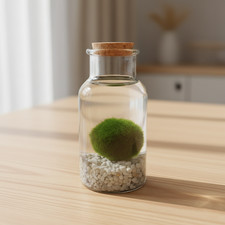 Kit MARIMO Alga Palla in Barattolo con Tappo in Sughero Pianta viva Giapponese