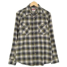 Camicia Vintage Wrangler Da Uomo Stretch A Quadri In Flanella Ts9 Taglia M