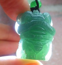 Ciondolo Giadeite Giada Naturale Verde Ghiaccio Certificato Video Cartone Animato Leone 707591