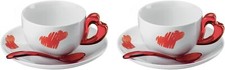 Set 2 tazze cappuccino con piattini e cucchiaini Love (Made in Italy) - Guzzini