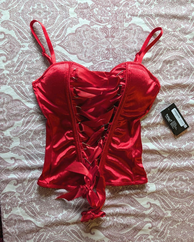 Corsetto soprabusto raso - , rosso