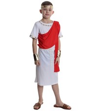 Costume Toga Ragazzo Imperatore Greco Romano Vestito Fantasia Cesare Bambino Bambini
