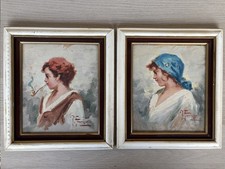 Coppia quadri -Figure- Francesco Pecoraro dipinti a olio