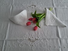 Tovaglia x12 puro lino ricamo Intaglio e Punto Pieno a mano Tablecloth handmade