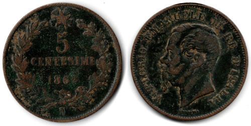 Italia centesimi 1862 - 5,