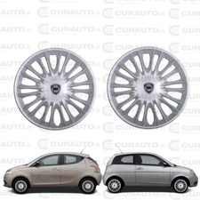 KIT 2 COPRICERCHI - COPPA RUOTA LANCIA YPSILON Y (843) ARGENTO - D15" NUOVO