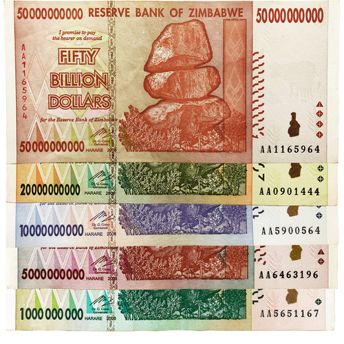Zimbabwe banconote 5 - 1,,