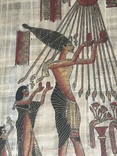 🔴 PAPIRO EGIZIO AUTENTICO egiziano originale dipinto a mano L 34 H 42 vintage