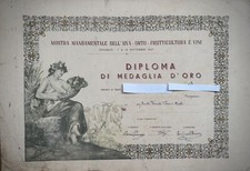 MOSTRA MANDAMENTALE DELL'UVA-ORTO-VINI-Diploma Medaglia D' Oro-Cavaglia' 1947 -
