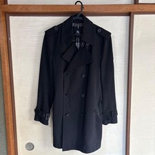 Trench coat Burberry Black Label L doppiopetto nero fodera a quadri #EK AAA