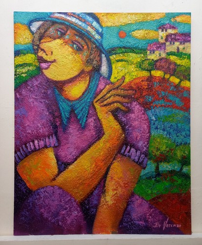 Paesaggio figura olio quadro - paesaggio,