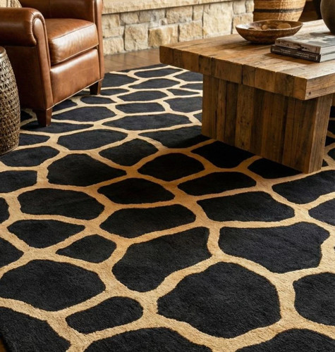 Tappeto moderno nero beige - , |