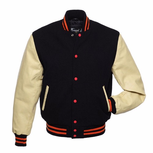 Bomber nero lana vera - , pelle