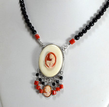 Collana argento 925 cammei - ,