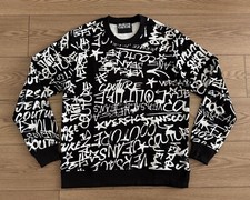 Felpa Versace Jeans Couture taglia MEDIA stampa graffiti allover cotone nero