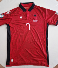 ALBANIA MACRON SHIRT WORN SIGNED EURO 2024 VS ITALY MANAJ MATCHWORNSHIRT COA