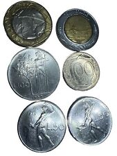 LIRE ITALIA 6 MONETE $1.000-$500-$100-$50 dal 1957 al 1998 SPEDIZIONE GRATUITA MS