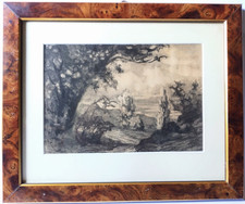 Antico disegno paesaggio a