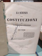 Romagnosi La Scienza Delle Costituzioni Canfari Torino 1849 Flumiani SC 200