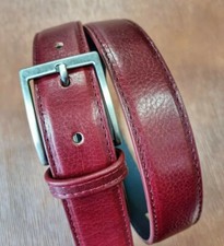 CINTURA CINTA VERA PELLE DI LUSSO ARTIGIANALE ROSSA - BORDEAUX MADE IN ITALY