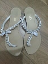 lotto 731 scarpe sandali infradito con perle bianco donna n.39