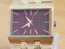 Orologio Uomo Placcato Oro Slim Originale Pinguino Quadrante Marrone Uomo Smart Ufficio