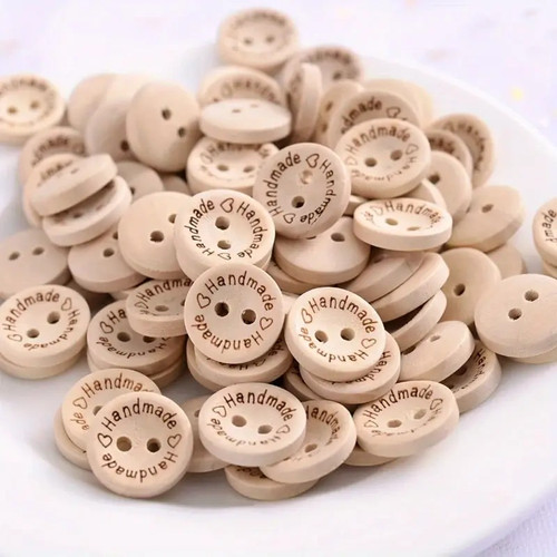 100pz bottoni legno cucito