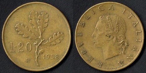 Italia lire 1958 - 20, lire,