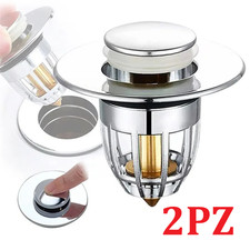 SET DA 2PZ SCARICO  LAVABO BAGNO UNIVERSALE POP UP TAPPO LAVANDINO BAGNO FILTRO