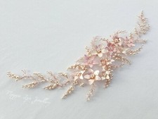 Vite per capelli da sposa oro rosa, copricapo avvolgente, accessorio per capelli, blush fiori rosa