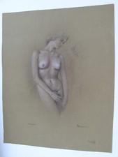 Disegno su carta dell'artista A. Panocchio "Armonia" 40x50cm ritratto donna nuda