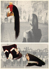 13-68E) CARTOLINA I COPRICAPO DEI CARABINIERI ELMO CORAZZIERE BERRETTO FATICA