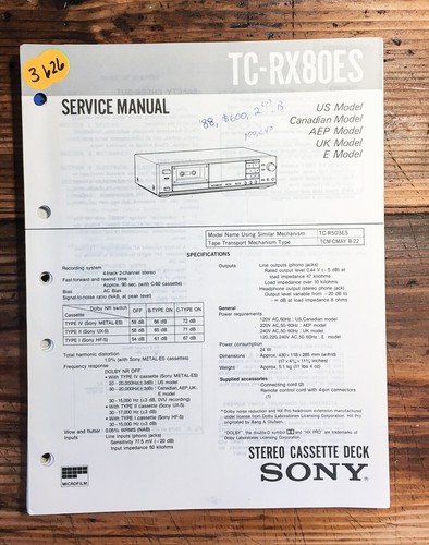 Sony rx80es cassetta - tc-rx80es,