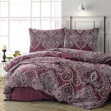 Biancheria da letto 200x200 cm. Set 3 pezzi, Bordeaux, 100% cotone/rinforzato, Pulse V2