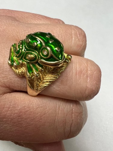 Anello rana verde - in, argento
