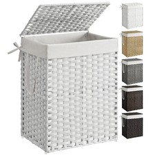 SONGMICS Cestino Portaoggetti Cesta Portabiancheria da 90L con Coperchio