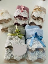 Coppia 1+1 Asciugamano ed Ospite Puro Cotone Extra con Pizzo Macramè Elegante