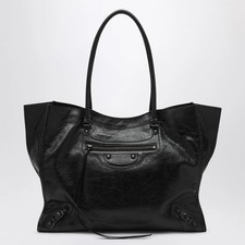 Balenciaga Borsa Media Le City Nera Tote Bag in Pelle di Agnello, Made in Italy