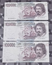 Lotto di 3 Banconote da 100000