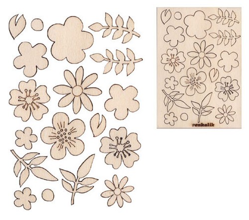 Sagome legno fiorellini - legno,