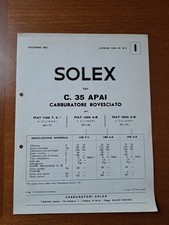 Opuscolo CarburatorE Rovesciato Solex C 35 APAI Per Fiat 1100,1400-Dicembre 1963